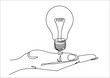 © mitay20 - Continuous one line drawing hand with  light bulb symbol idea. BIG IDEA