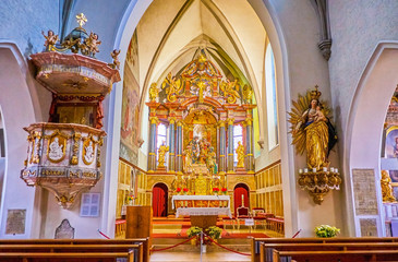 Sticker - The Altar part of the Parish Church in Gmunden, Austria