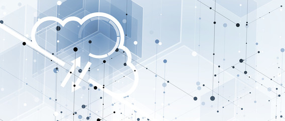 Cloud technology. Integrated digital web concept background