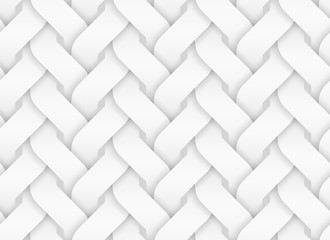 Vector seamless pattern of entwined curve bands. White texture illustration.