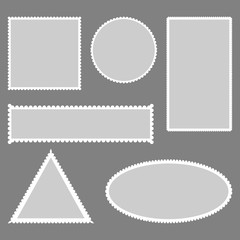 Poster - Set blank postage stamp.Toothed border mailing postal sticker template. Vector graphic design. EPS 10