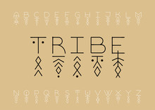 Linear Runic Geometric Uppercase Font Decorated With Thin Line Patterns.