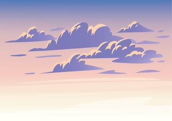 Wall Mural - vector sky clouds. flat clean style illustration. background design