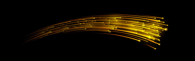 Wall Mural - Abstract light flares  background. Bright luminous glowing lines. 3d rendering Dynamic lights shape on dark background. High speed optical fiber concept. 