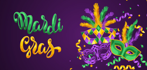 Wall Mural - Mardi Gras party greeting or invitation card.