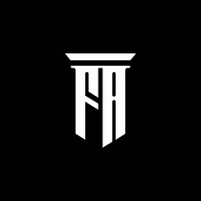 FA Monogram Logo With Emblem Style Isolated On Black Background
