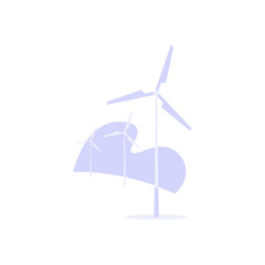 Isolated wind turbines logo or banner on white background. Concept of wind energy, wind mills wind power, wind engineering service, professions of future. Vector illustration in cartoon design.