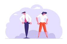 Upset Businessman And Businesswoman With No Money, Bankrupt. Poor Man And Woman With Empty Pockets. Frustrated, Disappointed Businesspeople Characters Financial Crisis Cartoon Flat Vector Illustration