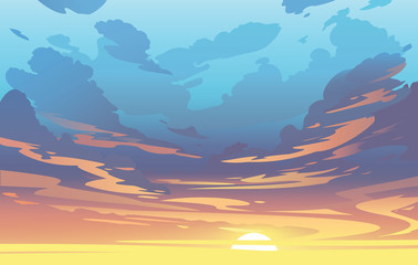 vector evening sky clouds. sunset. background design