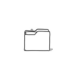 Wall Mural - open folder icon. Folder with documents on white background with hand drawn doodle cartoon line art style