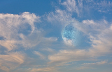 Poster - Moon and sky. Sci fi art