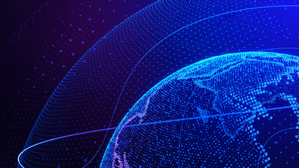 Wall Mural - World map point. Concept the global network connection. 3d illustration.