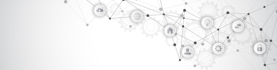 Information technology with infographic elements and flat icons.