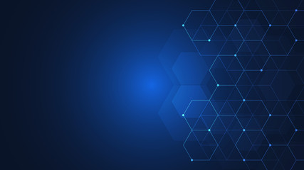 Hexagons pattern. Geometric abstract background with simple hexagonal elements. Medical, technology or science design.