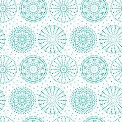  Ethnic Mandalas Seamless pattern. Tribal background with geometric ornament. Hand Drawn doodle Circles of simple geometric shapes. Vector illustration
