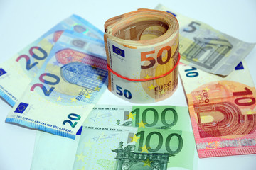 Euro money banknote - economy crisis and bank