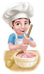 Canvas Print - a boy chef child cartoon kid character baking or cooking