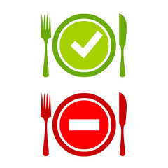 Food safety icon, safe and danger food