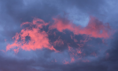 Pink cloud. Heavenly morning scene in Sweden.