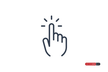 Poster - Click Icon.  Clicking Finger Hand Pointer isolated on white background. Flat Vector Icon Design Template Element
