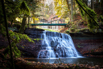 Wall Mural - waterfall cascades with mill in welzheim schwäbischer wald germany