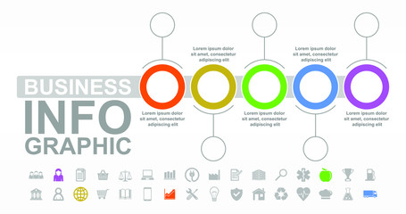Aufkleber - Infographic vector business template, set of icons, flat design diagram, presentation in eps 10