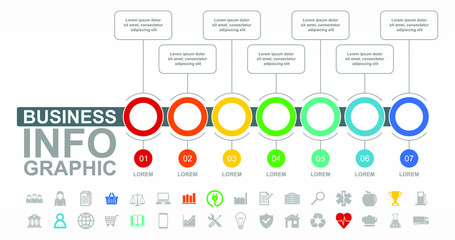 Aufkleber - Infographic vector business colorful template, set of icons, flat design presentation in eps 10