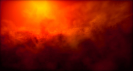 Poster - sky with clouds and the shining sun red-blue tones, disaster, 3d render