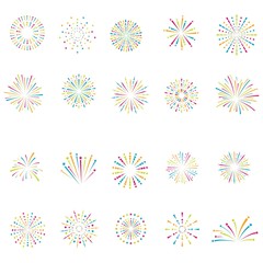 Wall Mural - firework line icon set, happy new year firework, vector illustration