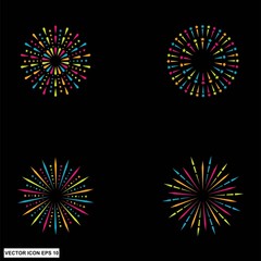 Wall Mural - firework line icon set, happy new year firework, vector illustration