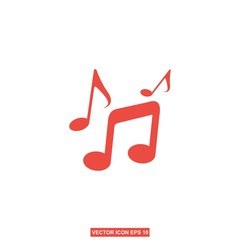 music note icon, melody or tune flat vector for musical apps and websites