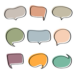 Wall Mural - Set different hand-drawn speech bubble. Talk chat speak message. Empty blank comment. Vector illustration design