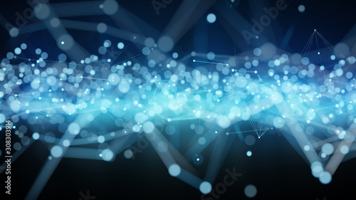Abstract connection blue background network 3D rendering
