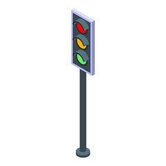 Poster - Traffic lights icon. Isometric of traffic lights vector icon for web design isolated on white background