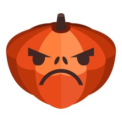 Sticker - Sad holiday pumpkin icon. Isometric of sad holiday pumpkin vector icon for web design isolated on white background
