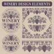 Set of vintage design elements for winery