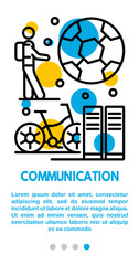 Poster - Communication banner. Outline illustration of communication vector banner for web design