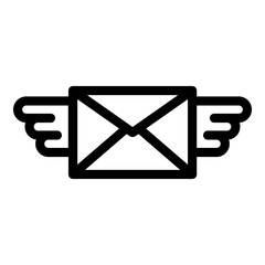 Poster - Wings mail icon. Outline wings mail vector icon for web design isolated on white background