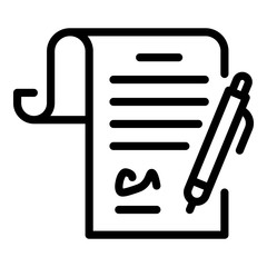 Poster - Justice signature paper icon. Outline justice signature paper vector icon for web design isolated on white background