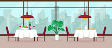 Modern Restaurant Interior Vector Illustration