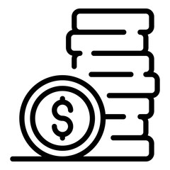 Poster - Dollar money coin icon. Outline dollar money coin vector icon for web design isolated on white background