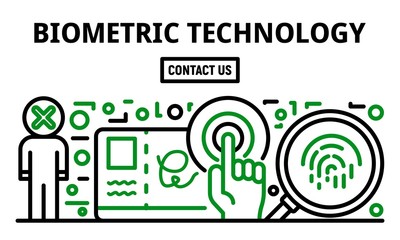 Poster - Biometric technology banner. Outline illustration of biometric technology vector banner for web design
