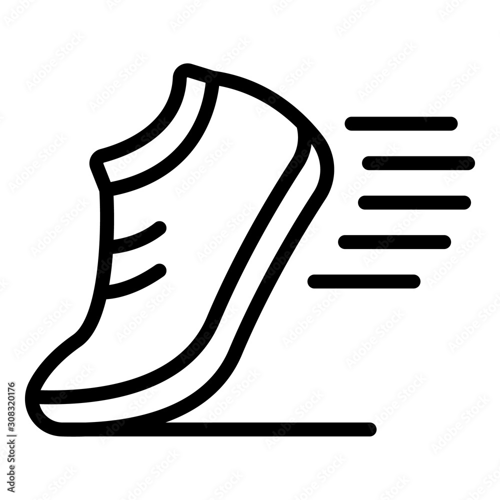 Running shoe icon. Outline running shoe vector icon for web design isolated on white background - obrazy, fototapety, plakaty 