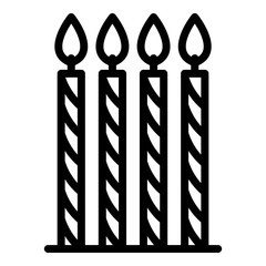 Canvas Print - Four thin candles icon. Outline four thin candles vector icon for web design isolated on white background