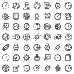 Poster - Watch repair icons set. Outline set of watch repair vector icons for web design isolated on white background