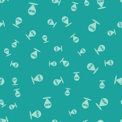 Green Map pointer with taxi icon isolated seamless pattern on green background. Location symbol. Vector Illustration