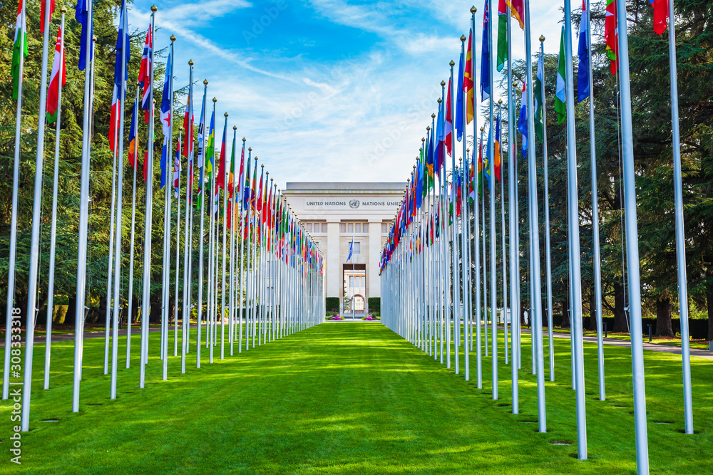 UNOG, United Nations Office Geneva - obrazy, fototapety, plakaty 