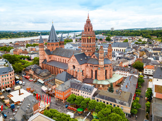 Wall Mural - Mainz cathedral aerial view, Germany