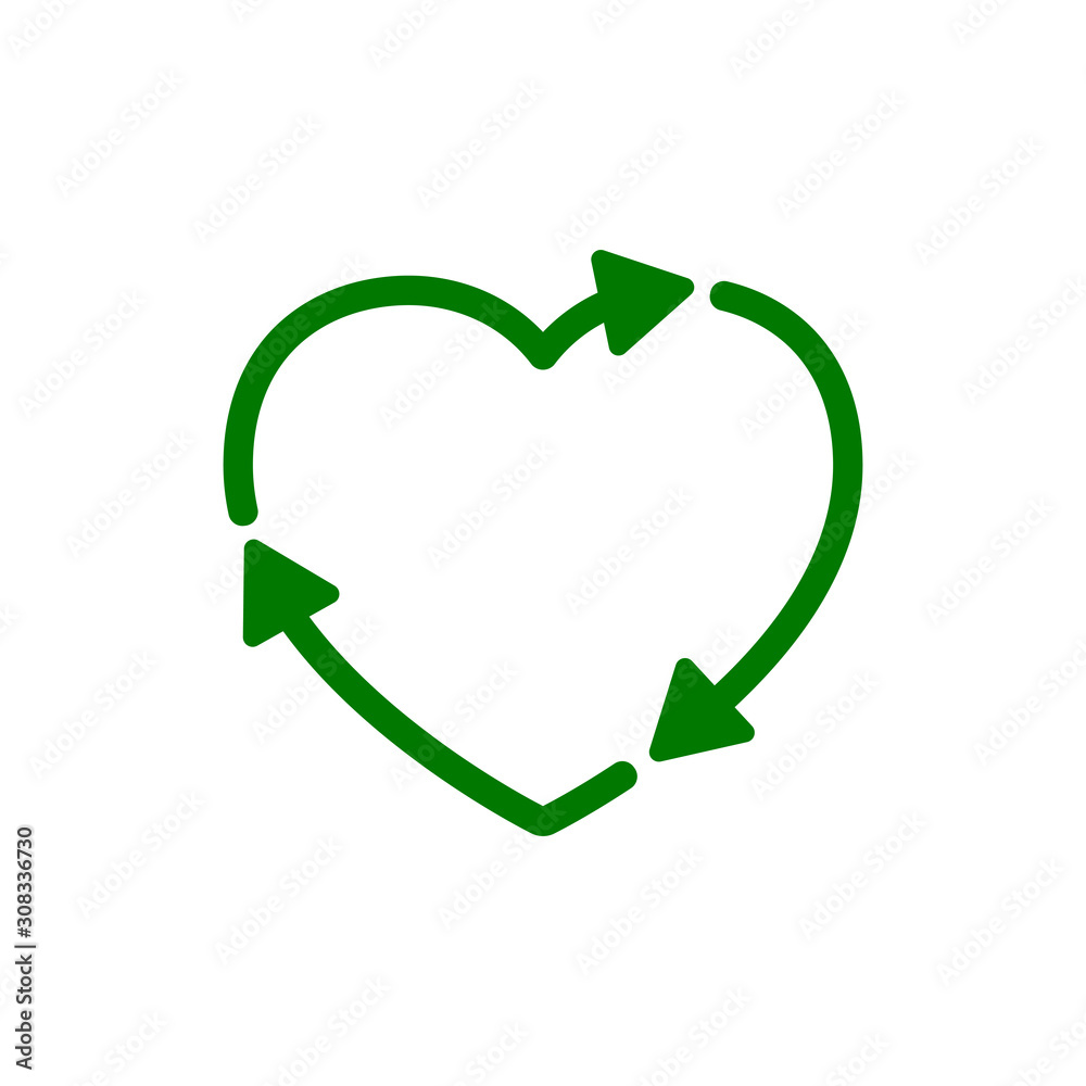 Recycle heart icon. Love eco sign – vector for stock - obrazy, fototapety, plakaty 
