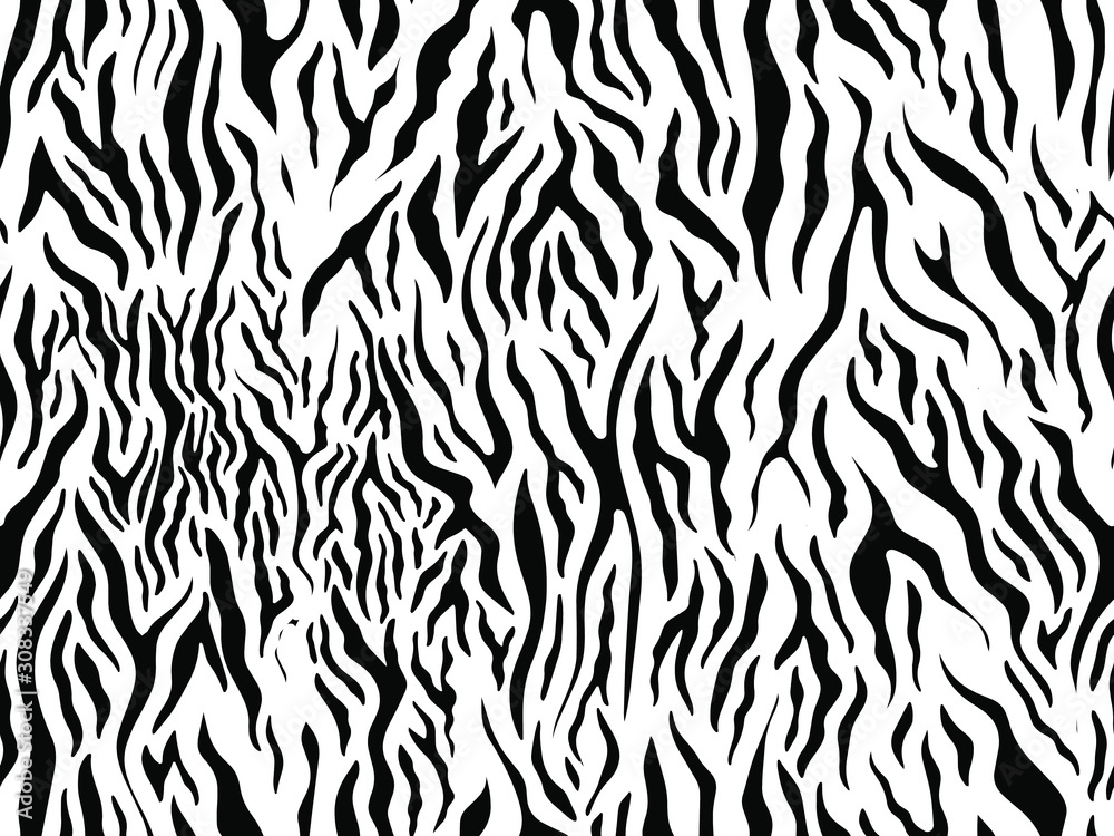 Full seamless zebra and tiger stripes animal skin pattern illustration ...